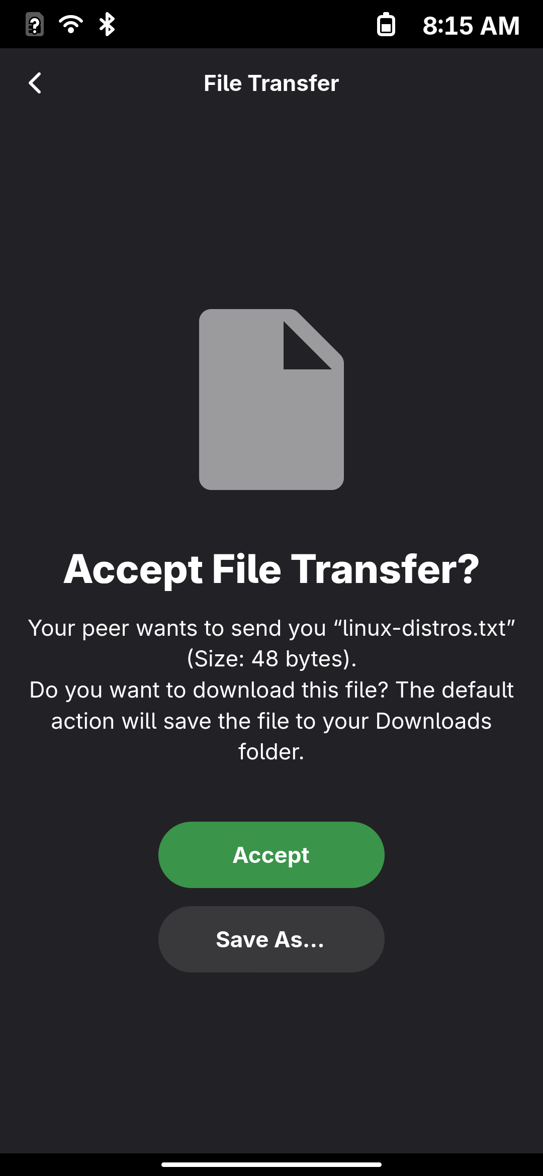 Warp accept file