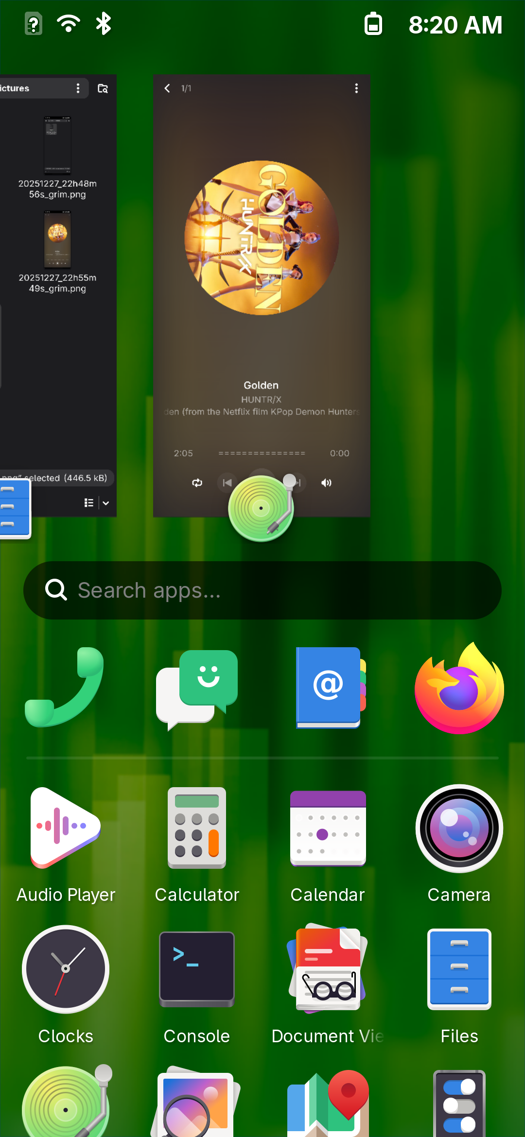 Phosh with running applications