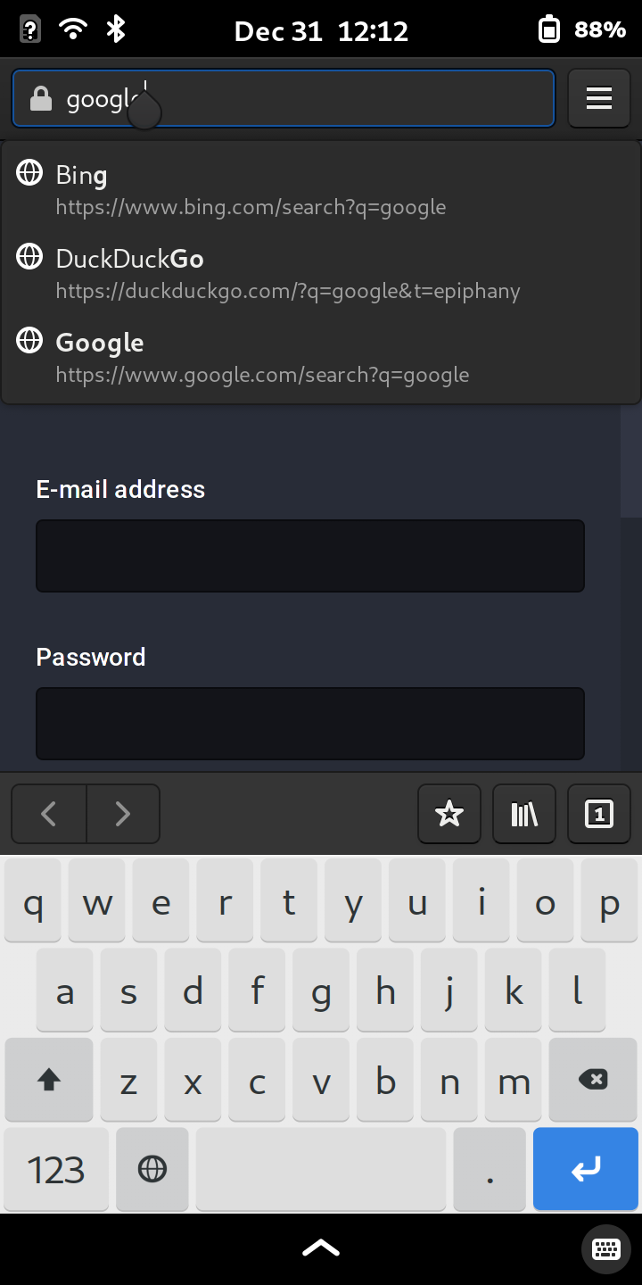 GNOME Web enter address
